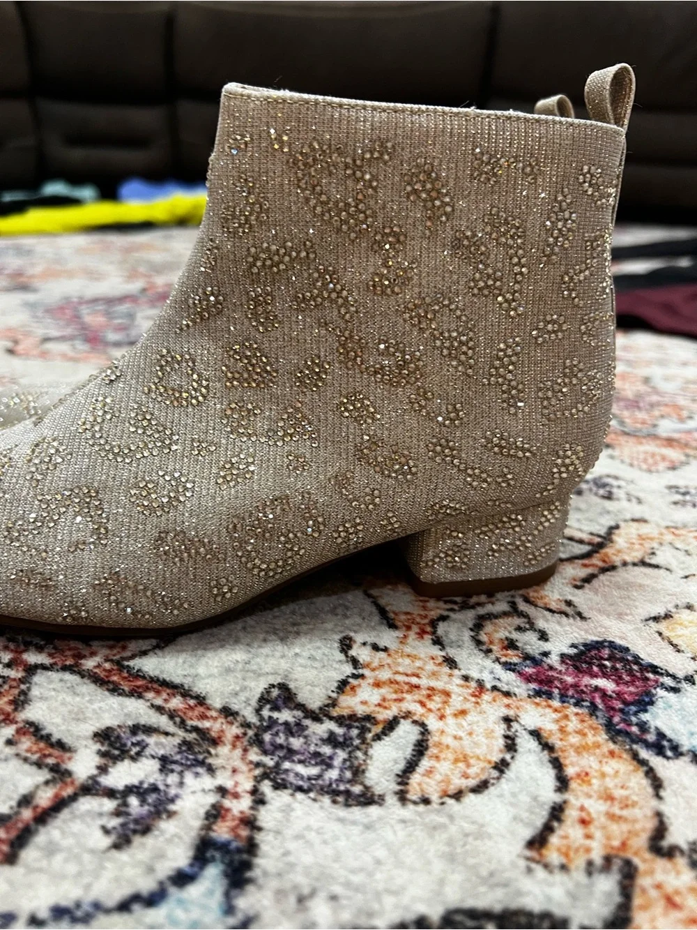 GB girls Sparkling Leopard Ankle Boots - Champagne size 3